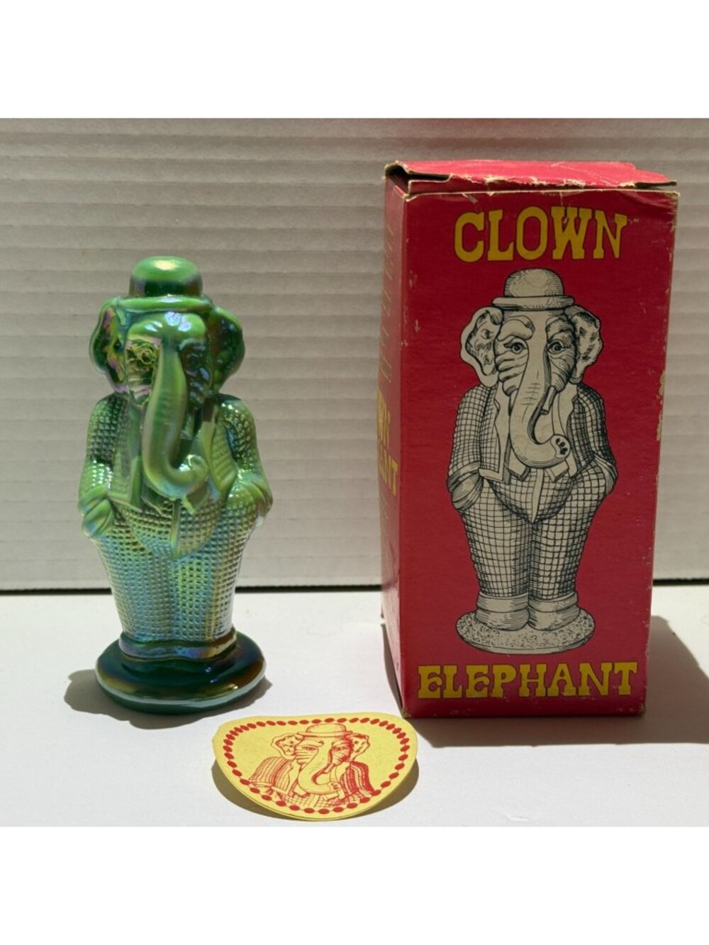 Vintage Summit Art Russ Vogelsong Slag Glass Clown Elephant- Tommy